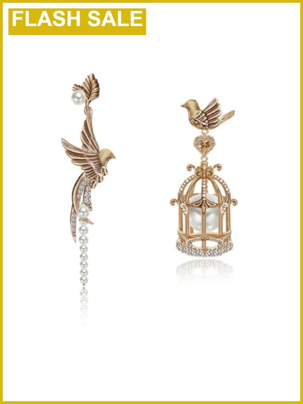 Bird Cage Earrings Asymmetrical Beaded Drop Dangle Boho Style